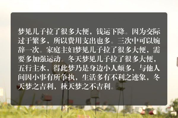 梦见儿子拉了很多大便